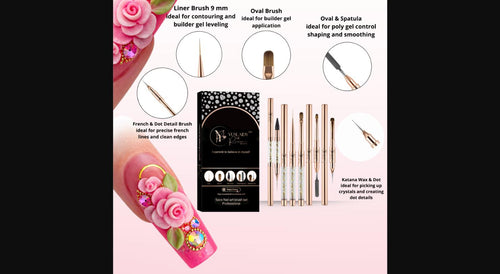 Kit de pinceles 5 piezas para decoracion y gel Yuslaidy de Ruano