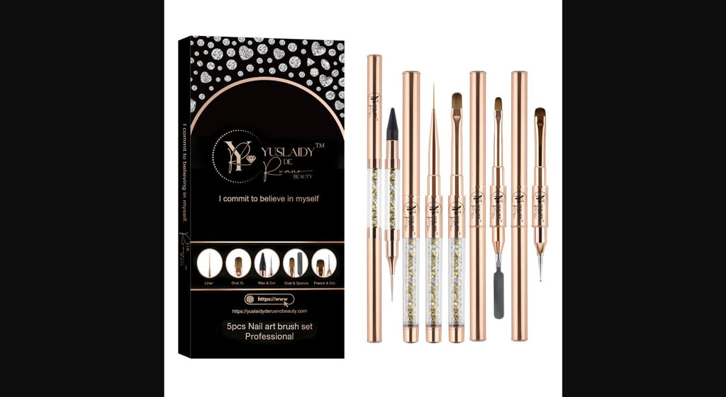 Kit de pinceles 5 piezas para decoracion y gel Yuslaidy de Ruano